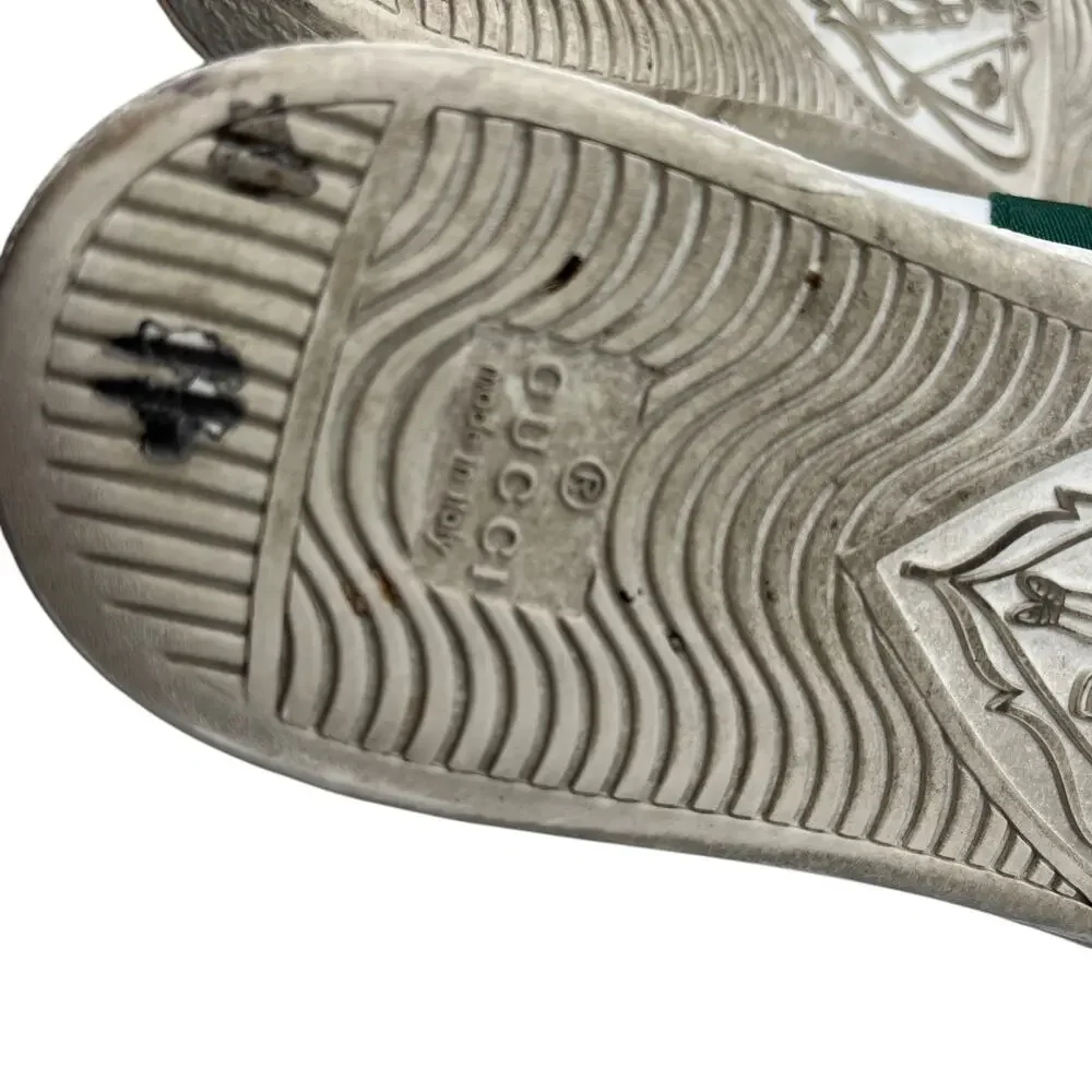 Gucci Sneakers Shoes Ace Web Stripe Leather Low Top White Red Green Size 38 / 8